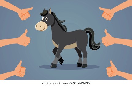 
People Rooting for the Dark Horse Vector Concept Illustration. Group of fans enthusiastic about the underdog performance 
