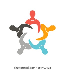 People Round Meeting Vector Logo Design