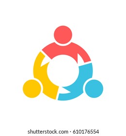  People in a Round Teamwork Logo. Vector graphic design illustration