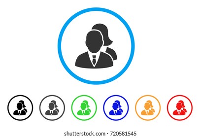 People rounded icon. Style is a flat people grey symbol inside light blue circle with black, gray, green, blue, red, orange color versions. Vector designed for web and software interfaces.