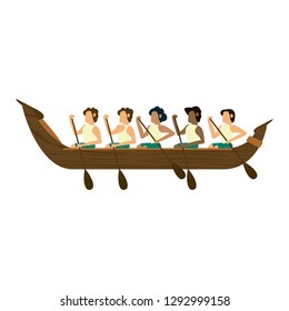 People rowing on boat
