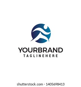 people run abstract logo design concept template vector