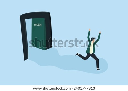 people run away from work. resignation concept.