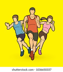 People run, Runner ,Marathon running, Team work running, Group of people running graphic vector. 