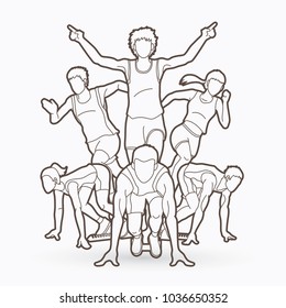 People run, Runner ,Marathon running, Team work running, Group of people running graphic vector. 