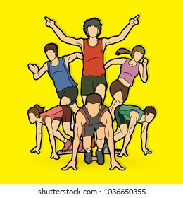 People run, Runner ,Marathon running, Team work running, Group of people running graphic vector. 