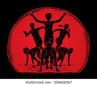 People run, Runner ,Marathon running, Team work running, Group of people running graphic vector. 
