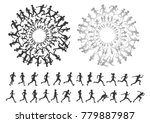 PEOPLE RUN SILHOUETTE MULTIPLE VECTOR