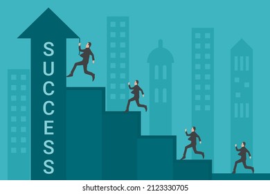 People run to their goal achievement in business graph vector