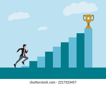 people run to their goal on the column of columns, move up motivation, the path to the target's achievement