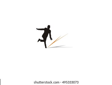 people run vector icon logo