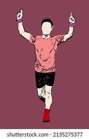 Personas Ejecutan diseño de ilustración vectorial. hombre corriendo mientras señalaba su dedo