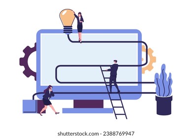 people runing to achieve objective goal flat style illustration vector design