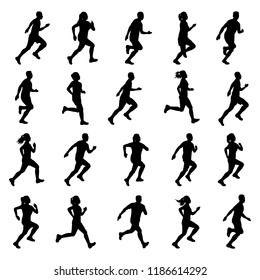 People runner silhouette vector on white. Healthy concept.
