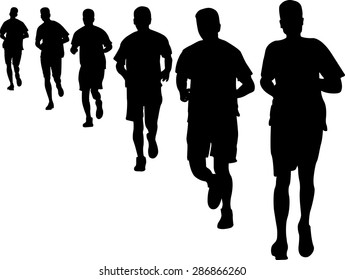people running 2 vector silhouette