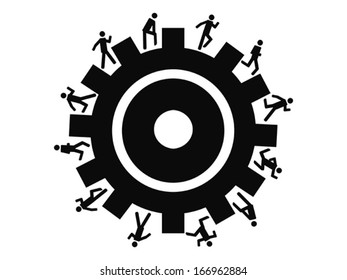 people running around gear