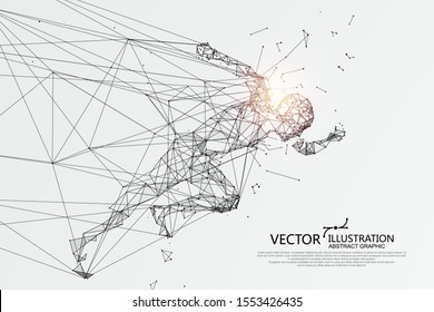 People Running Break Through The Internet,Network Connection Turned Into, Vector Illustration.