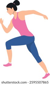 People Running Character. Isolated Flat Cartoon Vector Illustration.