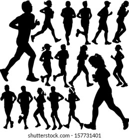 people running collection 1 - vector