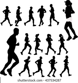 Running Silhouettes Shadows 10vector Stock Vector (Royalty Free) 111229829