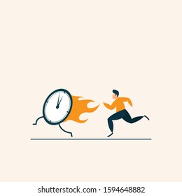 people running concept clock flat vector illustration of deadline