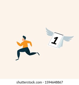 people running concept date flat vector illustration of deadline