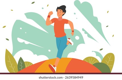 People Running With Concept Dynamic Illustration