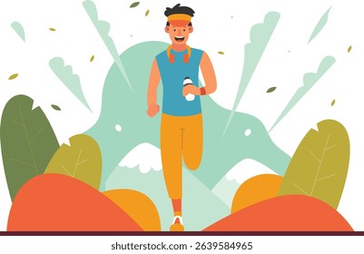 People Running With Concept Dynamic Illustration
