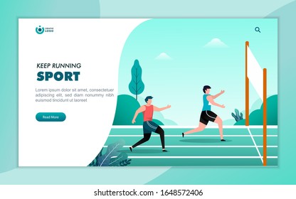 people running concept.  Runners group in motion. Running man sports background. People runner race, training to marathon, jogging competition and running illustration
