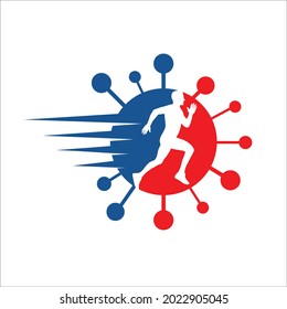 people running fast, simple flat design