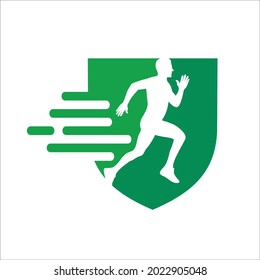 people running fast, simple flat design