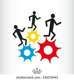 people running, gear, icon, vector illustration EPS 10