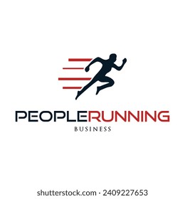 People Running Icon Logo Design Template