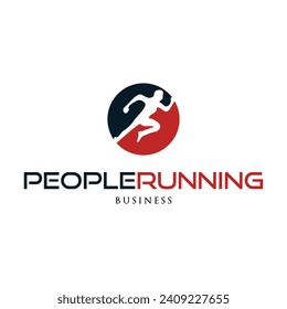 People Running Icon Logo Design Template