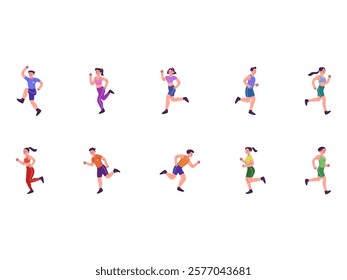 People Running Illustration Element Set