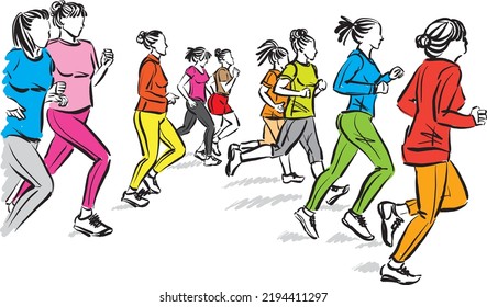 people running jogging sports concept vector illustration