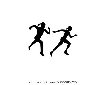 People. Running man running jogging. running sport concept. 
side view of running woman. Dynamic Movement, vector, illustration.