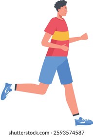 People Running Marathon. Isolated on White Background. Vector Character