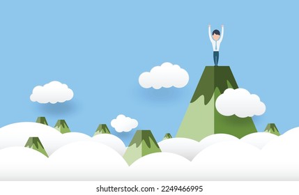 people running up a mountain, leadership, teamwork, success concept