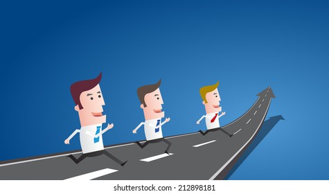 People running on progress road