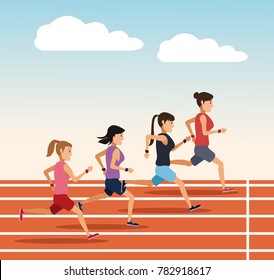 People Running On Track Stock Vector (Royalty Free) 782918617 ...