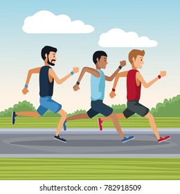 People running outside