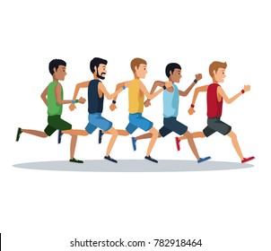 People Running Over White Background Stock Vector (Royalty Free ...