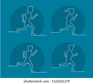People running silhouette