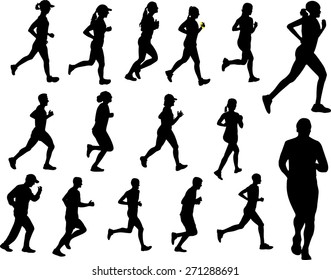 people running silhouettes