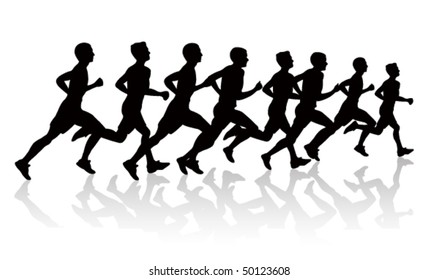 people running silhouettes