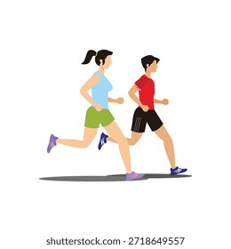 People Running Together Flat Vetor Illustration. design para atividades esportivas