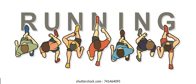 People Running Top View With Text Graphic Vector