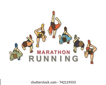 People Running Top View With Text Graphic Vector