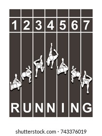 People running top view with text graphic vector